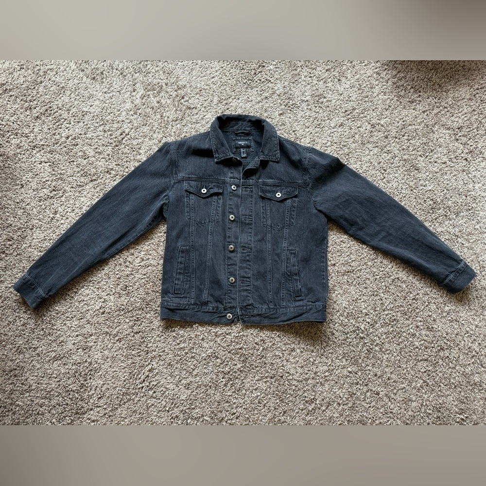 Mens Forever 21 Black Denim Jacket